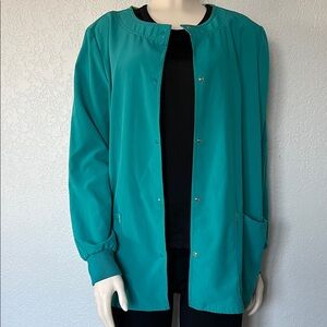 Scrubstar Teal Medical Scrub Jacket Snap Front Women’s Medium Nurse Wear